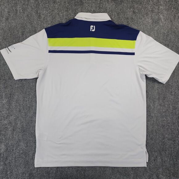 Footjoy Shirt Mens 2XL White Color Striped Polo Performance Golf Glasgow Hills - Picture 3 of 16